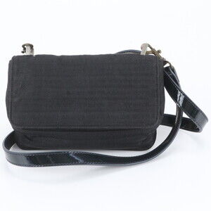 Prada Mesh Leather Nylon Shoulder Bag Handbag Tote Black Women's